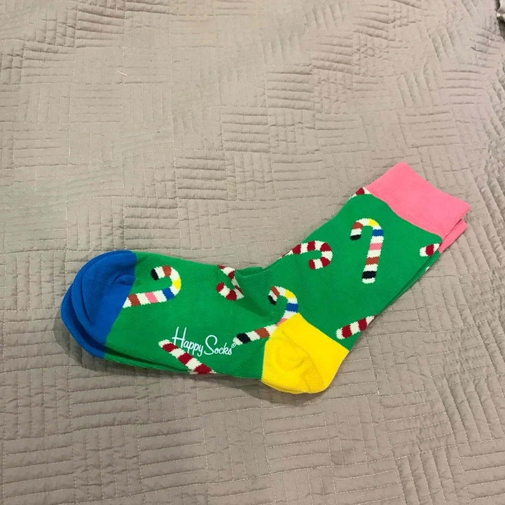 NWOT Happy Socks colorful candy cane pattern Size 3-6.5